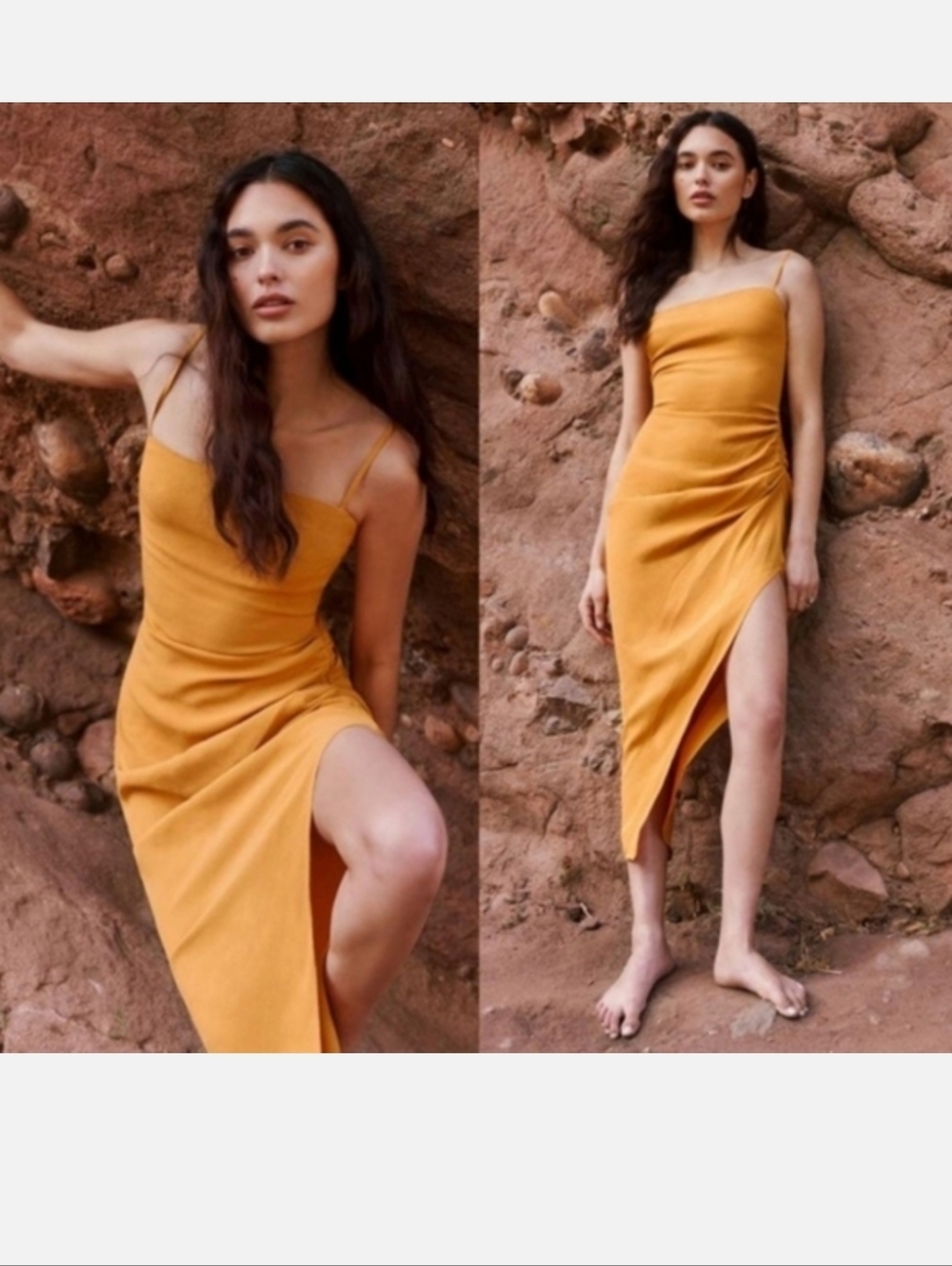 REFORMATION MIGNON DRESS IN OCHRE
